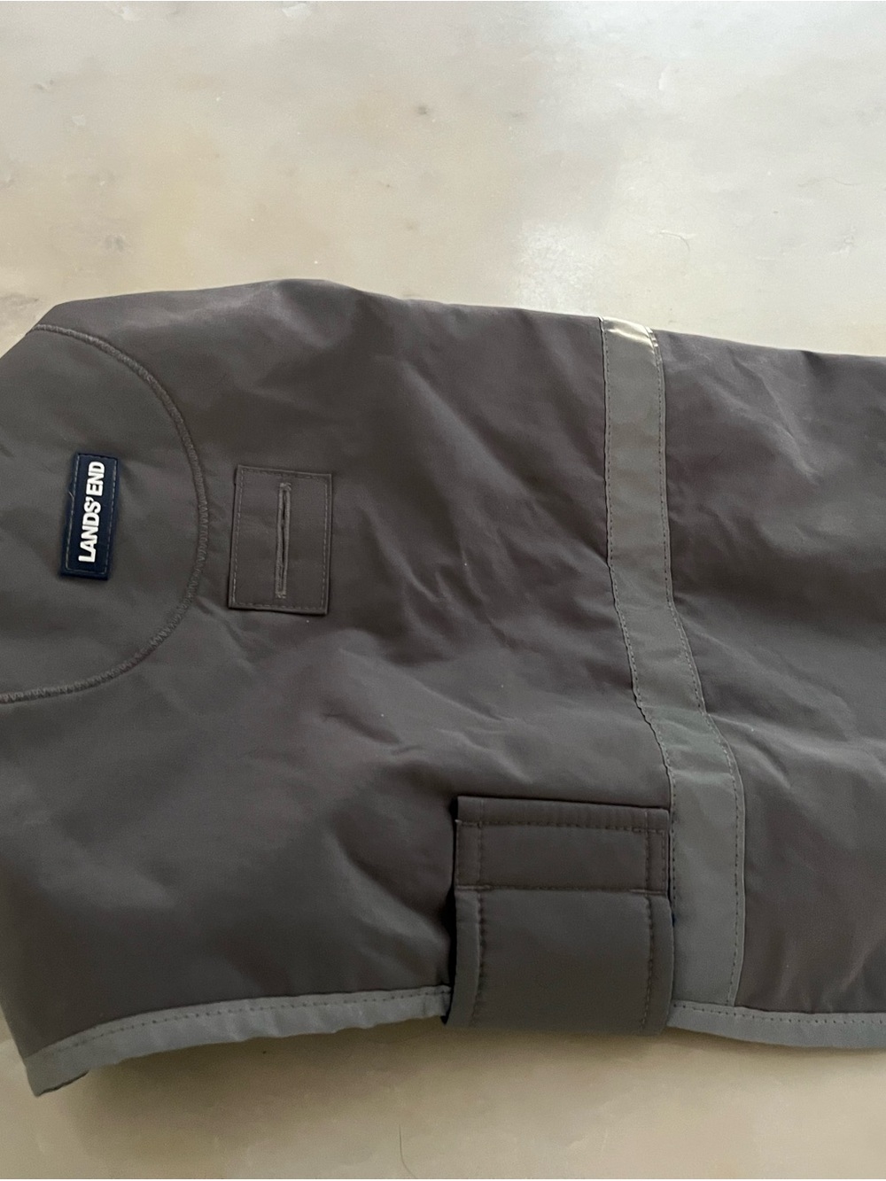 Lands' End Charcoal Gray Dog Jacket with Logo Patch - Picture 3 of 5